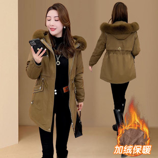 小个子毛领棉服连帽外套 新款 加绒加厚保暖防寒派克服女装 2025冬季