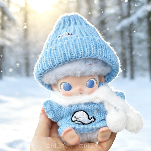 冬日Dimoo新生日记娃衣毛茸茸小雪人帽子围巾裤子套装搪胶公仔衣