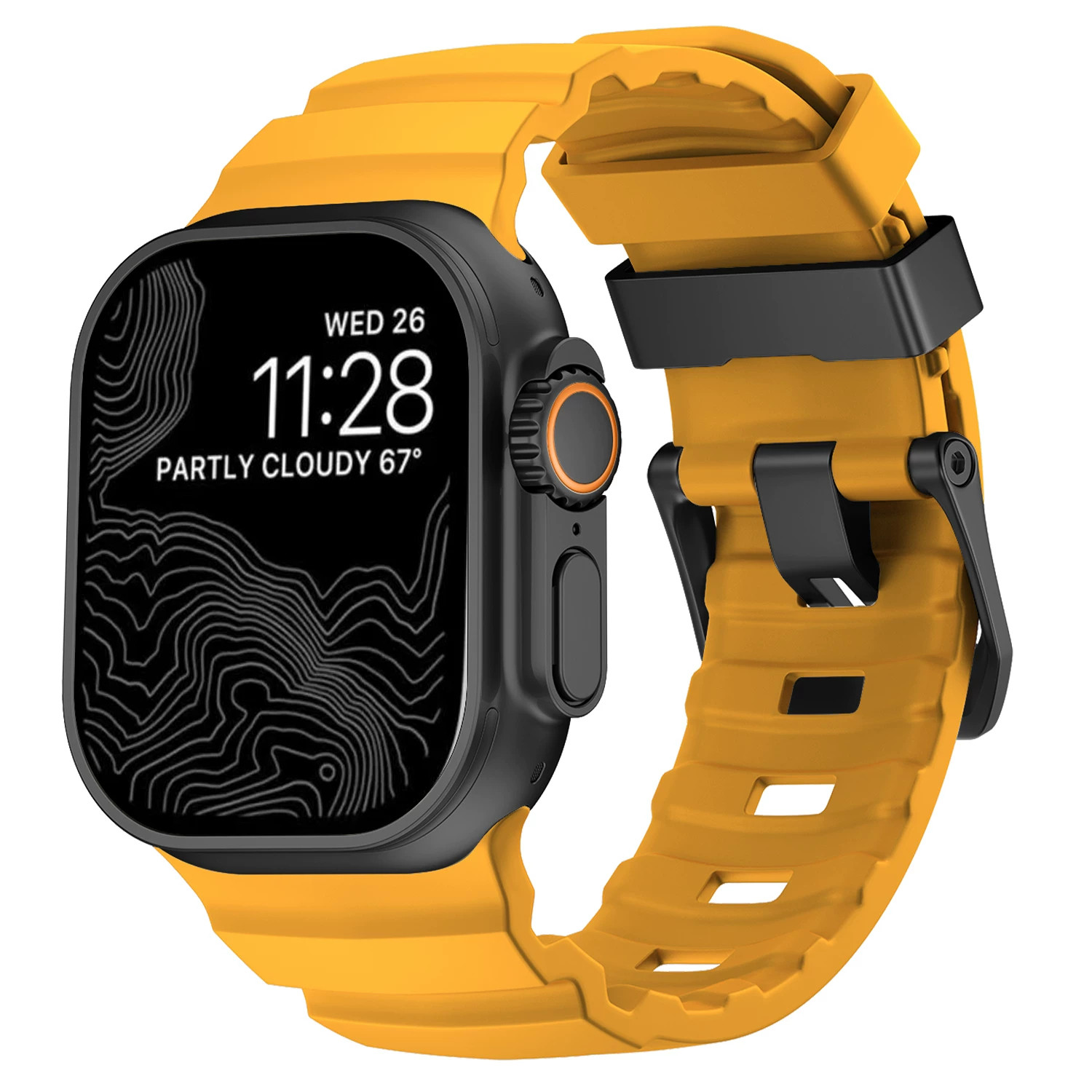 适用苹果手表Ultra运动硅胶表带applewatch11金属扣s10新款iwatch12黑色扣s9透气8户外7硬派6男SE代49mm腕带
