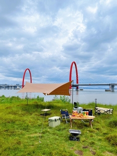 屿鹿天幕户外露营遮阳避雨帐篷轻便野营防晒棚六角天幕四人乘凉蓬