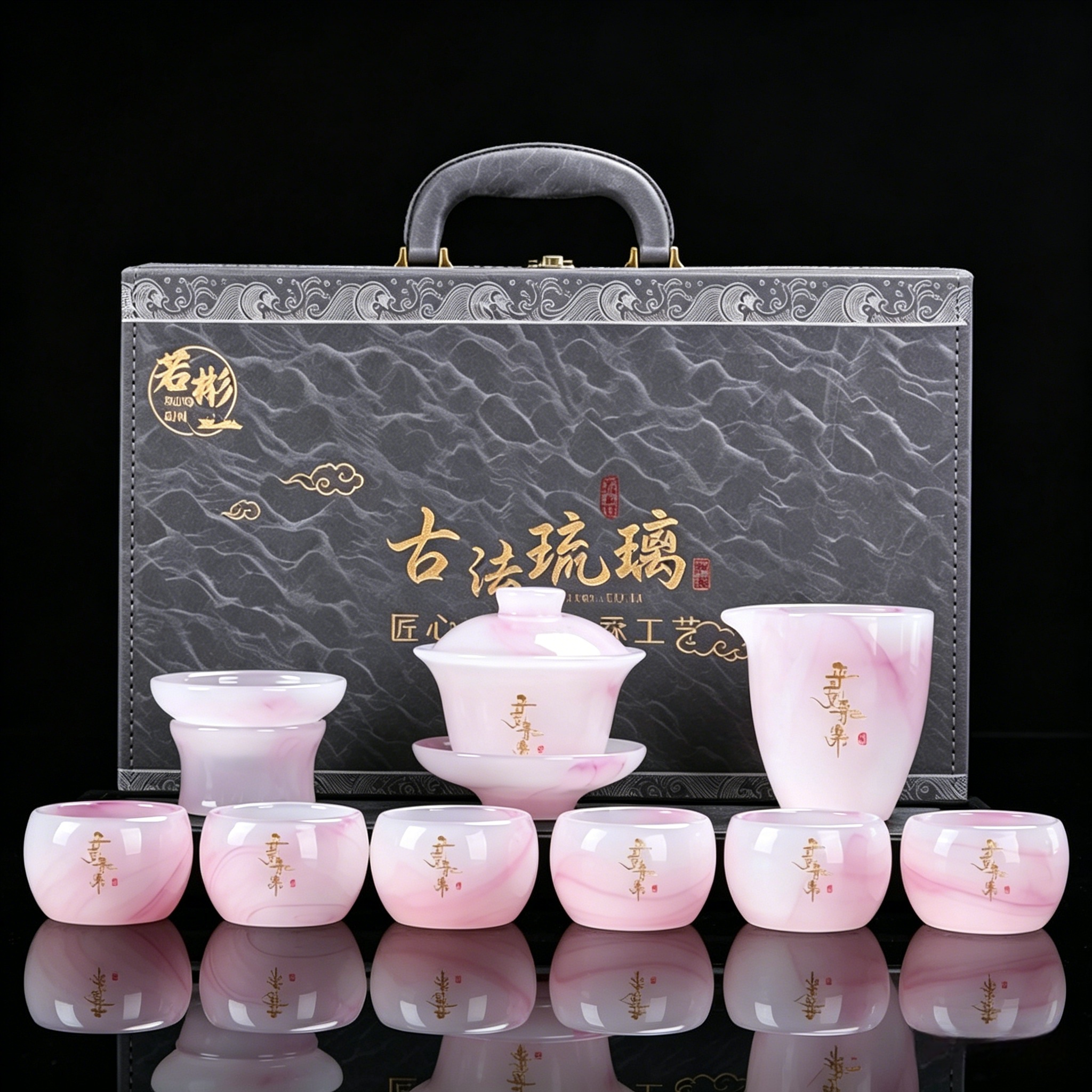 高端白玉琉璃功夫茶具套装礼品