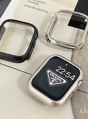 QALUO电镀保护壳半包适用apple watchS11/S10代iwatch9苹果手表se/8/7/6/5/4硬壳套40/41/42/46mm男女Ultra