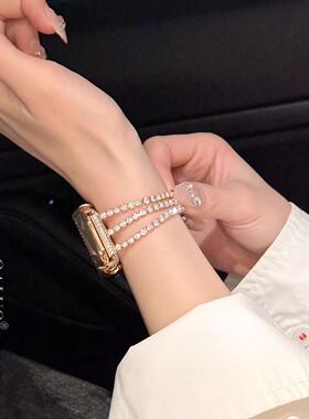 QALUO春夏新款金属蹦迪链表带适用apple watchS11/S10表带iwatch9苹果手表se/8/7/6/5/4代41/45mm高级女小众