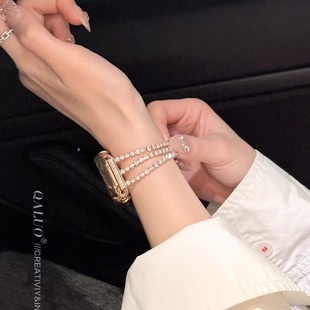 S10表带iwatch9苹果手表se 4代41 金属蹦迪链表带适用apple 45mm高级女小众 watchS11 QALUO春夏新款