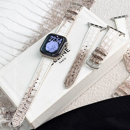 QALUO秋冬〔喜马拉雅〕大竹节鳄鱼皮表带适用AppleWatchS9/S10表带iwatch8苹果手表se/7/6/5/4代高级感女新款