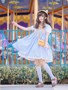 【To Alice】小黄鸡学园清凉格子拼色连衣裙