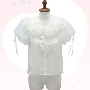 爱梦幻欧根纱百搭Lolita 散落星光泡泡袖衬衫