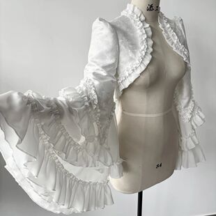 时织魔女Lolita 夜访吸血鬼姬袖 黑色白色坎肩