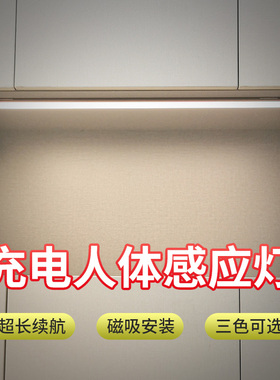人体感应灯智能无线充电式长灯条衣柜鞋柜卧室家用免布线磁吸灯带
