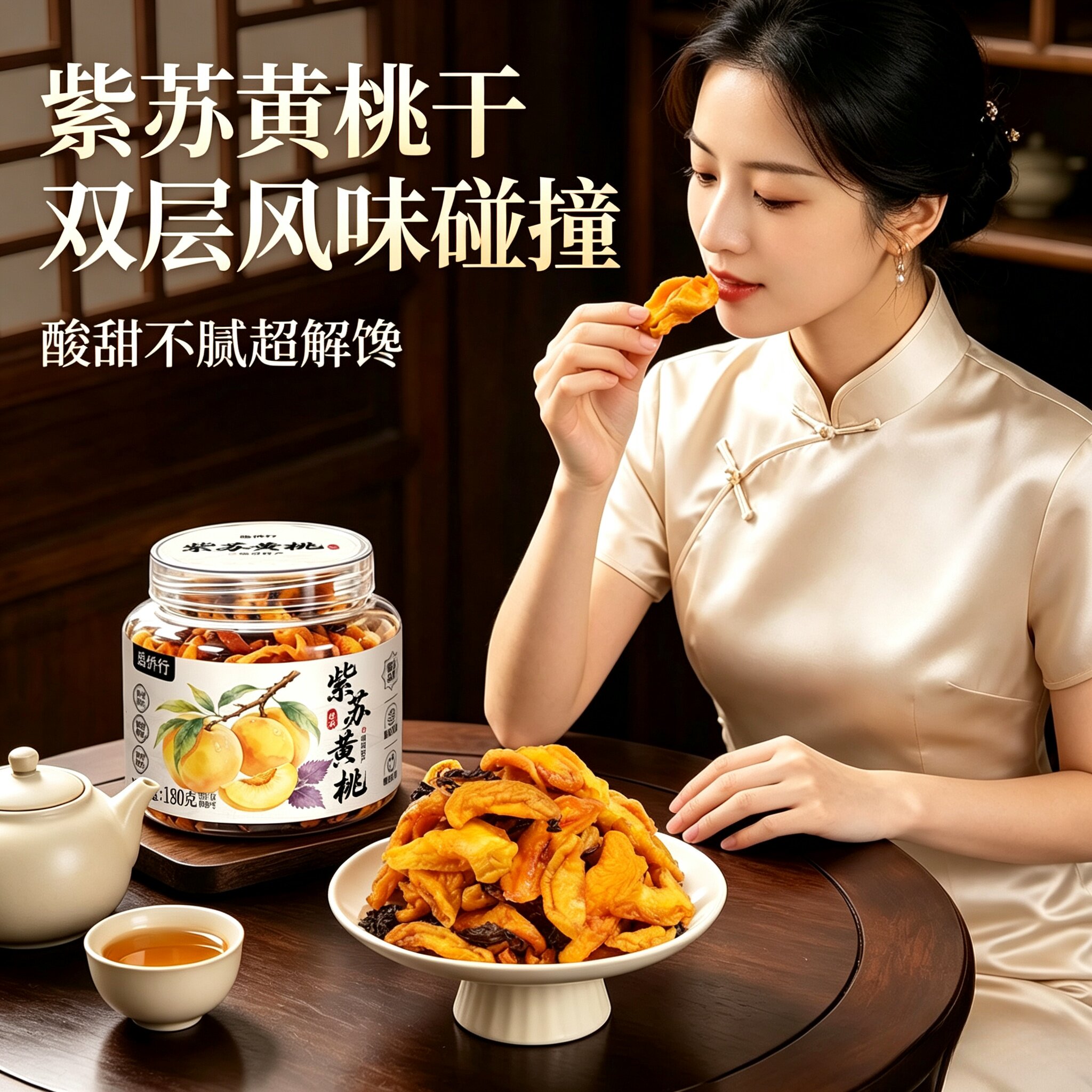 紫苏黄桃干湖南特产蜜桃水果桃子干果脯酸甜蜜饯孕妇零食伴手礼品