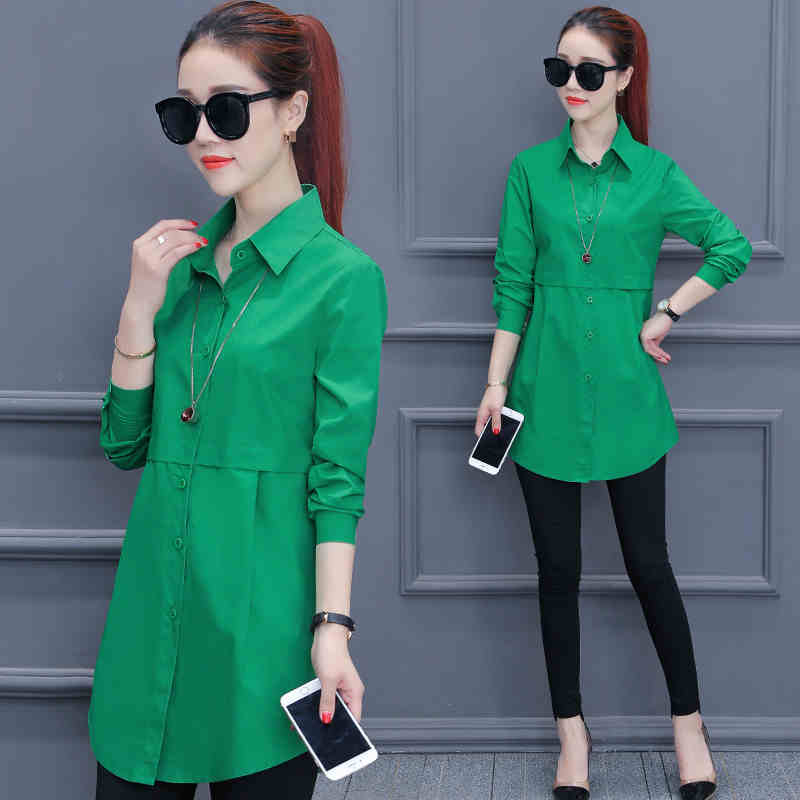 特价版淘宝断码品牌女装限时秒杀中长款纯色衬衫长袖2022春季新款