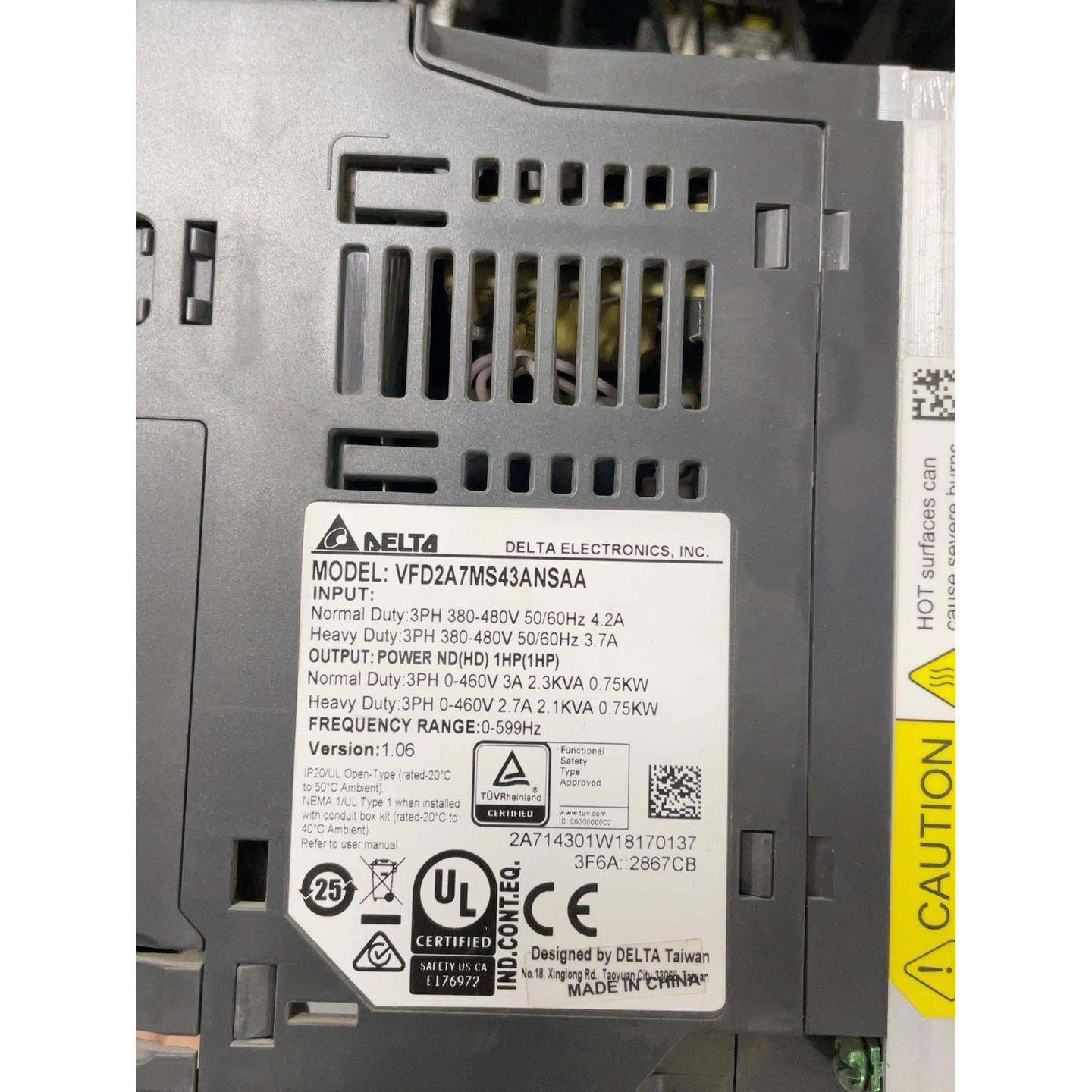 VFD2A7MS43ANSAA 台达变频器 0.75KW 3