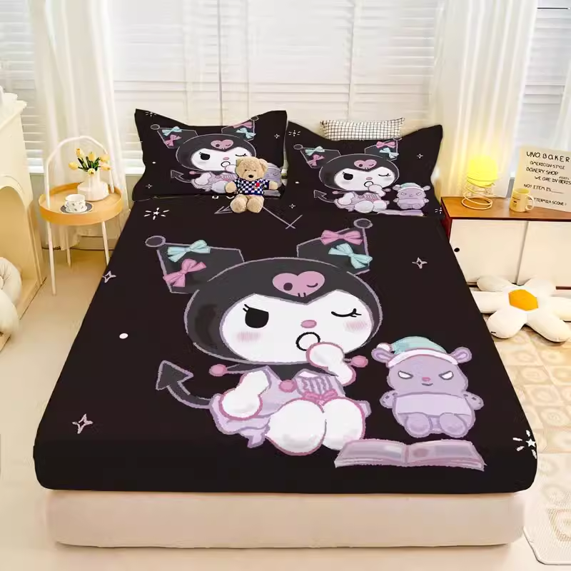 可爱卡通库洛米床上单品卧室可爱床笠席梦思床垫床套保护罩子,床上用品,床笠,淘宝优惠券,粉丝福利购,淘宝优惠卷