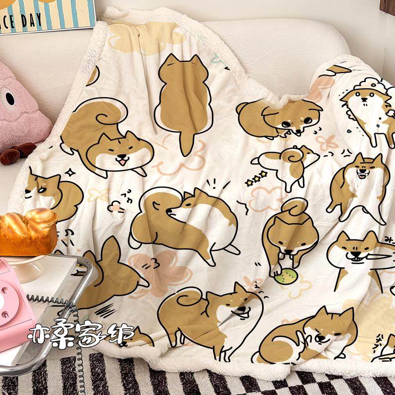 卡通新款柴犬午睡毯子柔软亲肤床上毛绒毯学生宿舍披肩盖腿毯子,床上用品,休闲毯/毛毯/绒毯,淘宝优惠券,粉丝福利购,淘宝优惠卷