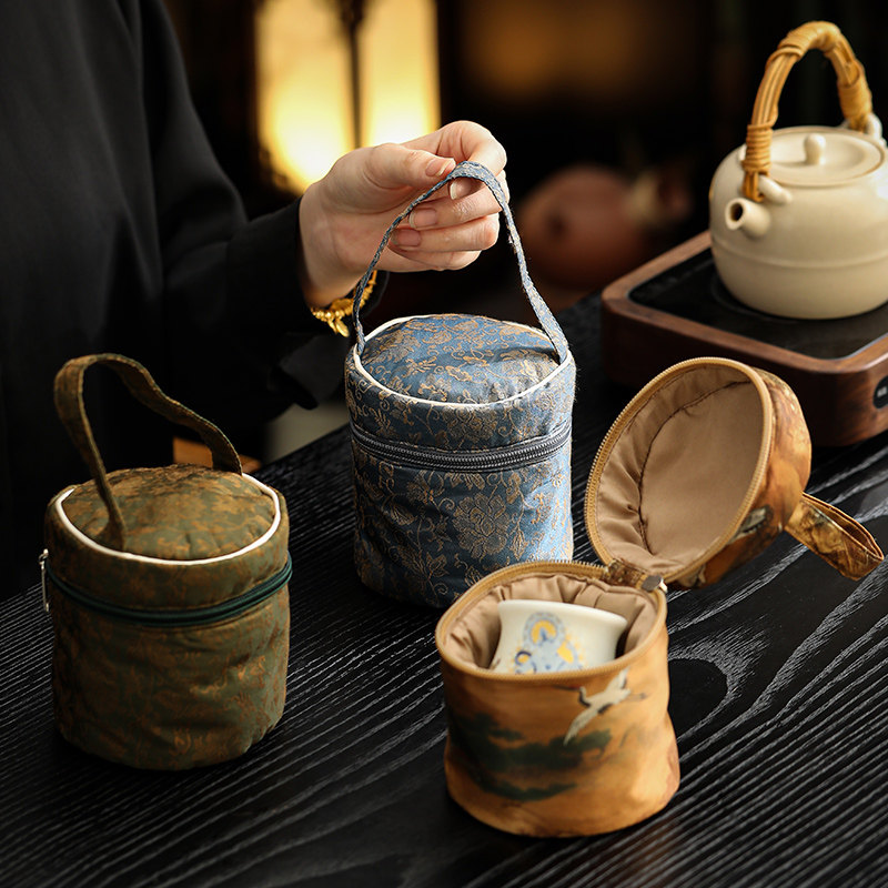 香云纱茶事包大容量便携式小型主人杯茶杯收纳袋户外旅行收纳包,餐饮具,茶道/零配,淘宝优惠券,粉丝福利购,淘宝优惠卷