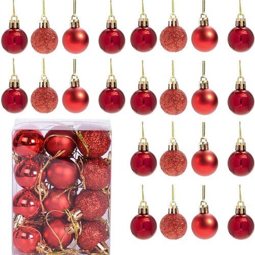 Pink Glitter Plated Xmas Balls Bucket Tree Plastic Decor