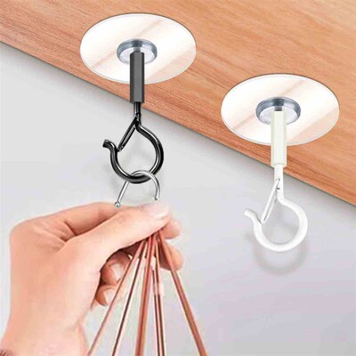 4pcs Adhesive Hooks Ceiling Strong Bearing Sticky Rack Kitch