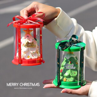 2 Inch Round Christmas Cake Box Xmas Tree Decor Dessert Box