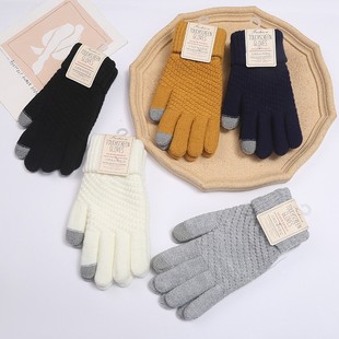 Touch Screen Gloves Women Fleece Cute Winter Windproof