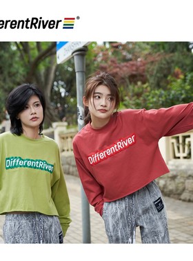 DifferentRiver 宽松潮流发泡印雅哥同款短款防晒遮阳T恤长袖