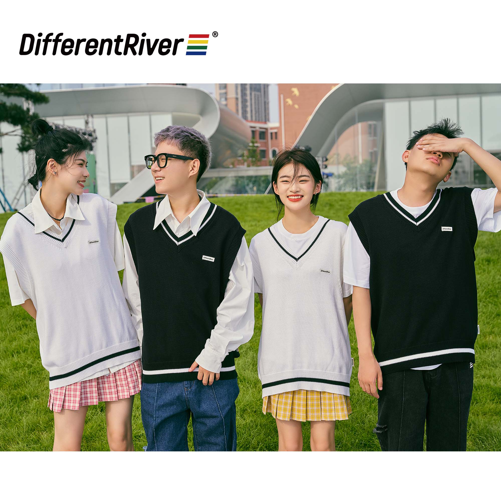 DifferentRiver百搭无袖毛衣背心