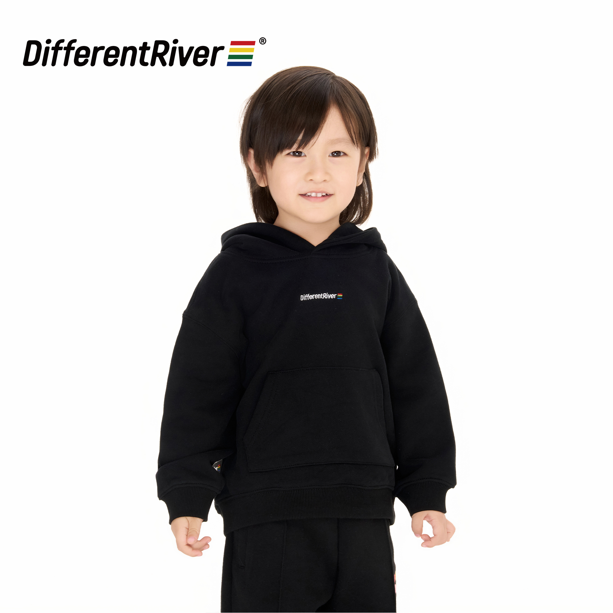 DifferentRiver2024秋冬男女同款简约休闲连帽儿童卫衣
