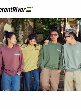 DifferentRiver秋冬百搭基础质感牙刷绣多色时尚男女同款圆领卫衣