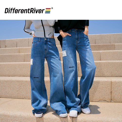 与川加长版直筒女式牛仔裤