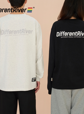 DifferentRiver2024秋冬男女同款简约时尚字母印花休闲T恤