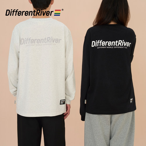 DifferentRiver2024秋冬男女同款简约时尚字母印花休闲T恤