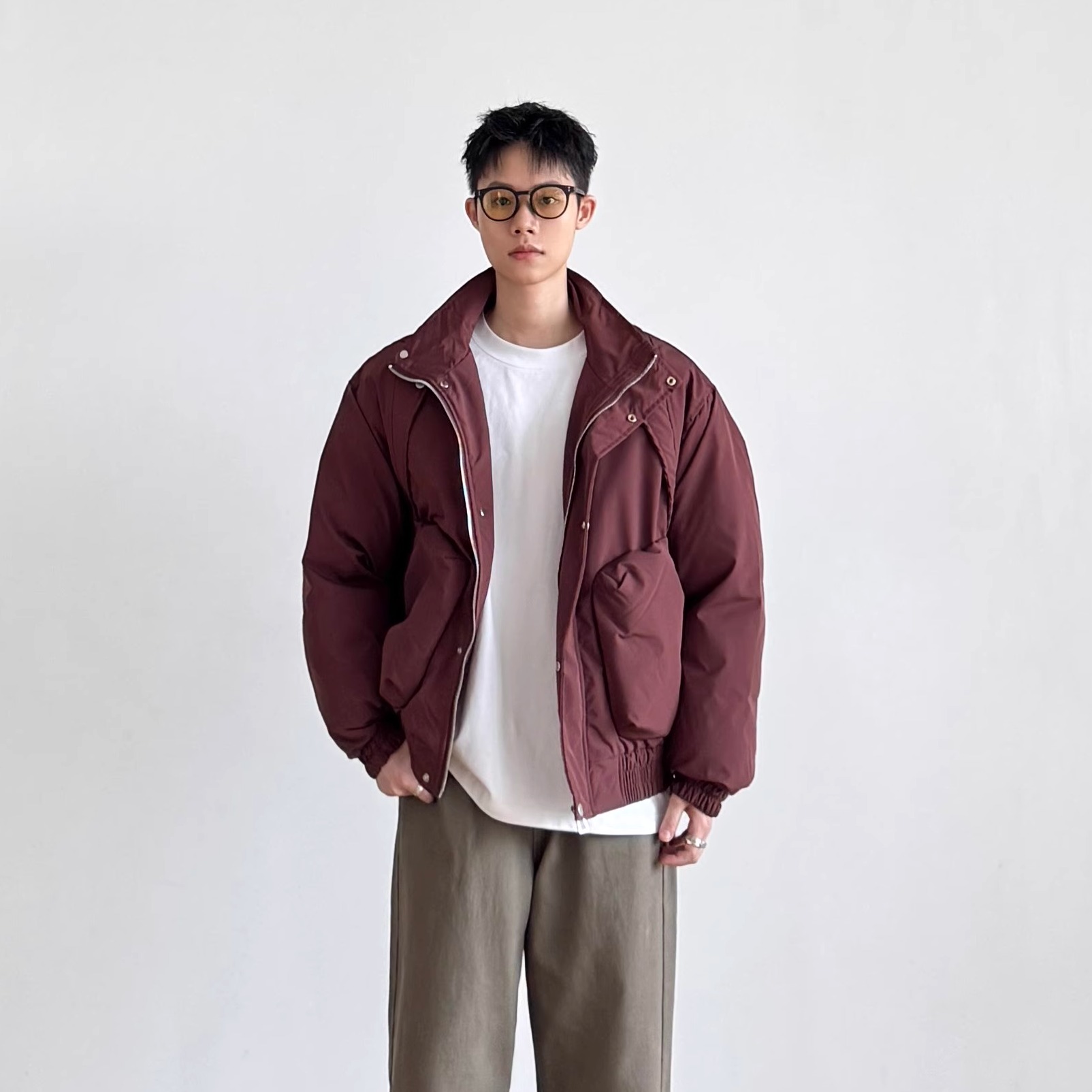 美式复古立领棉服外套男冬季加厚