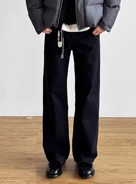 SIIIEND韩系简约休闲风松紧高腰直筒长裤男友风宽松百搭纯色裤子