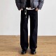 SIIIEND韩系简约休闲风松紧高腰直筒长裤 子 男友风宽松百搭纯色裤