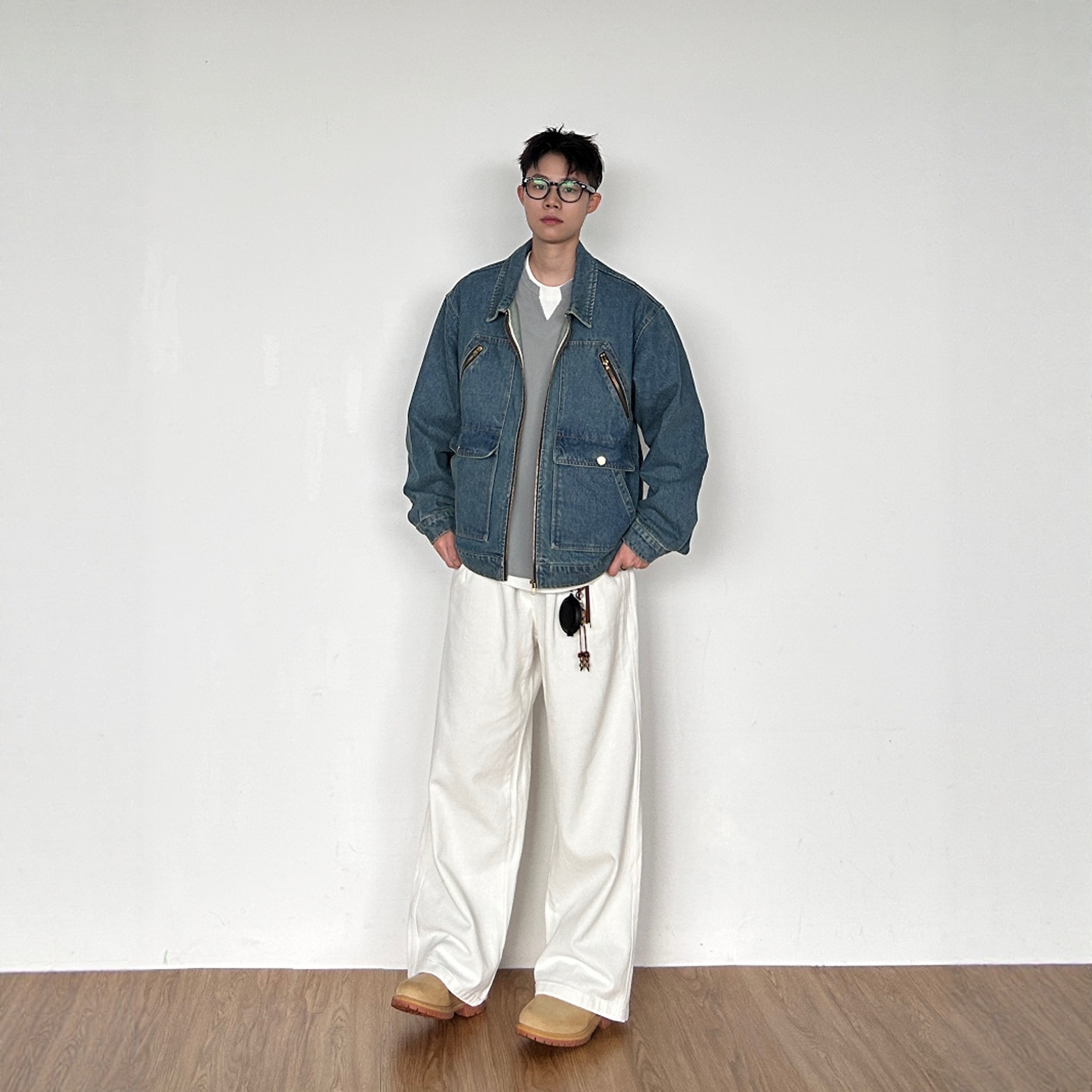 美式复古水洗做旧牛仔外套男