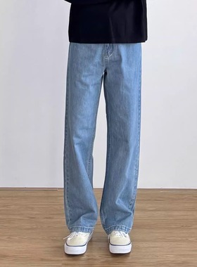 SIIIEND 韩系Clean复古水洗蓝色直筒牛仔裤男宽松百搭休闲长裤