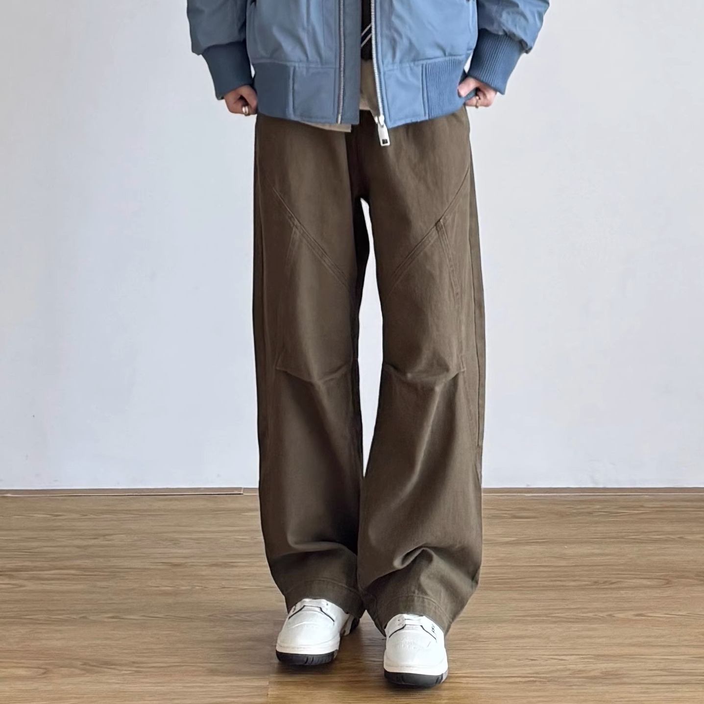 美式抽绳松紧复古休闲裤