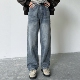 宽松百搭休闲猫须直筒阔腿长裤 SIIIEND复古水洗松紧牛仔裤 男秋季