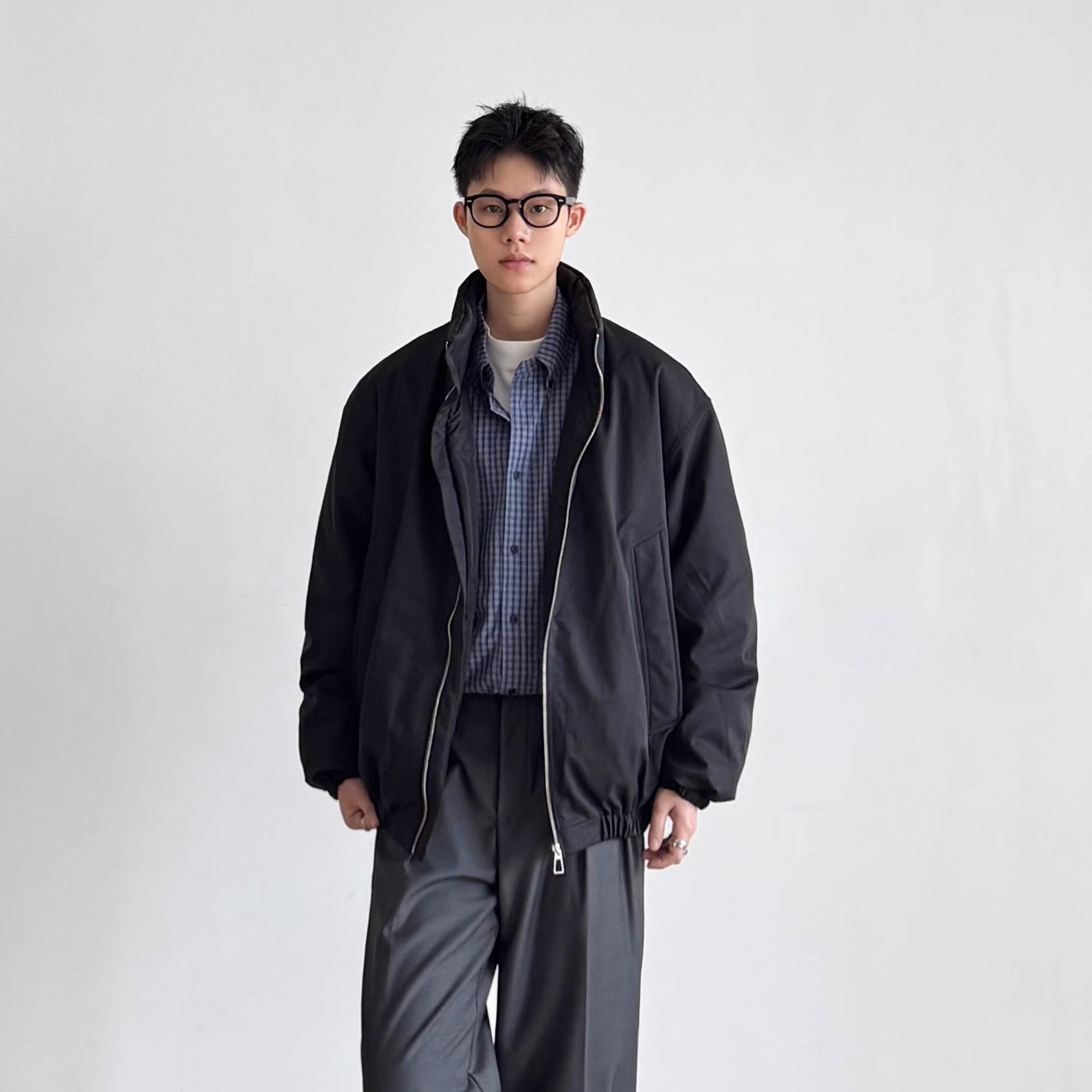 美式复古立领羽绒服男冬季