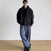 宽松休闲百搭翻领外套 重磅夹克男秋季 SIIIEND美式 复古立领短款