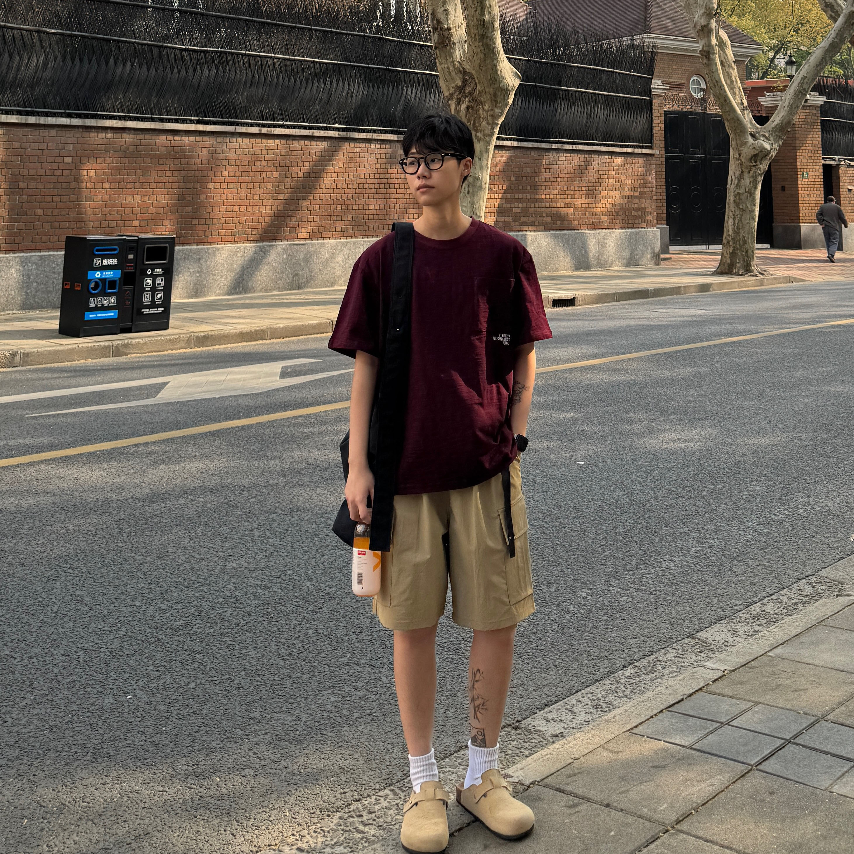 美式复古肌理感凉感刺绣圆领短袖