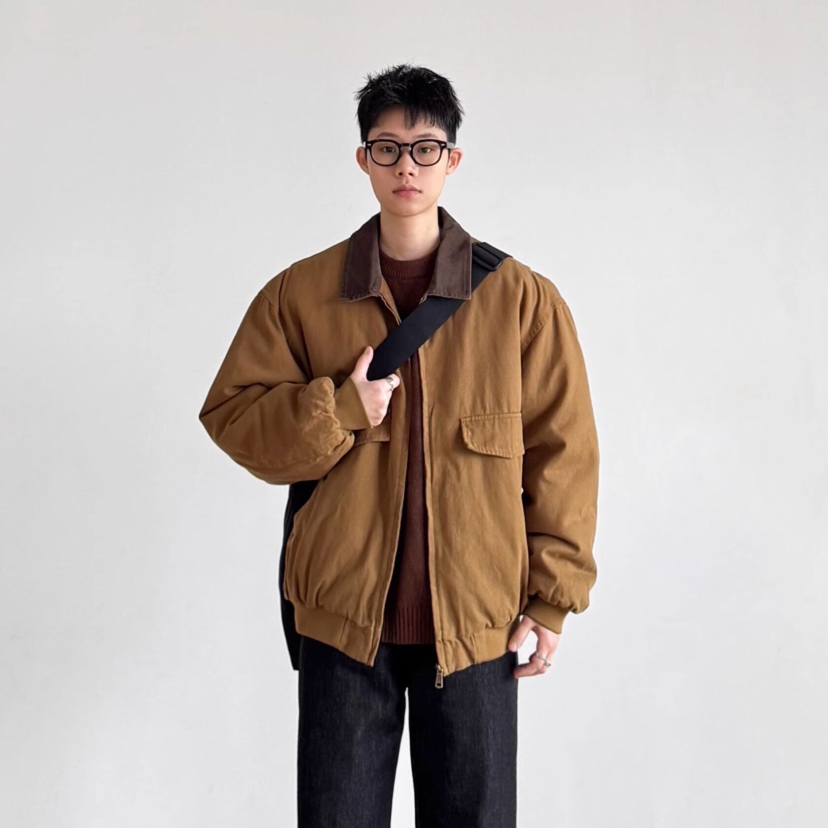 复古工装风保暖翻领夹克