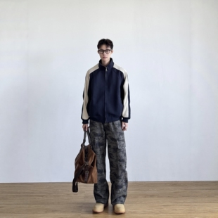 短款 立领夹克男秋季 宽松休闲百搭学院风外套 复古韩版 SIIIEND美式