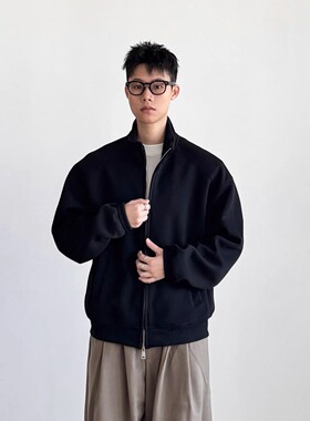 SIIIEND日系420克立领双拉链卫衣男重磅男友开衫简约休闲百搭外套