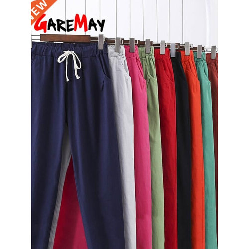 Women Casual Long Ankle Length Trousers 2022 Summer Autumn E
