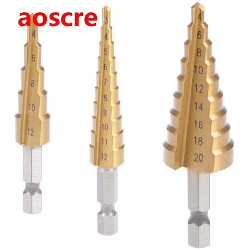 3Pcs/set 3-12mm 4-12mm 4-20mm HSS Straig Groove Step Drill