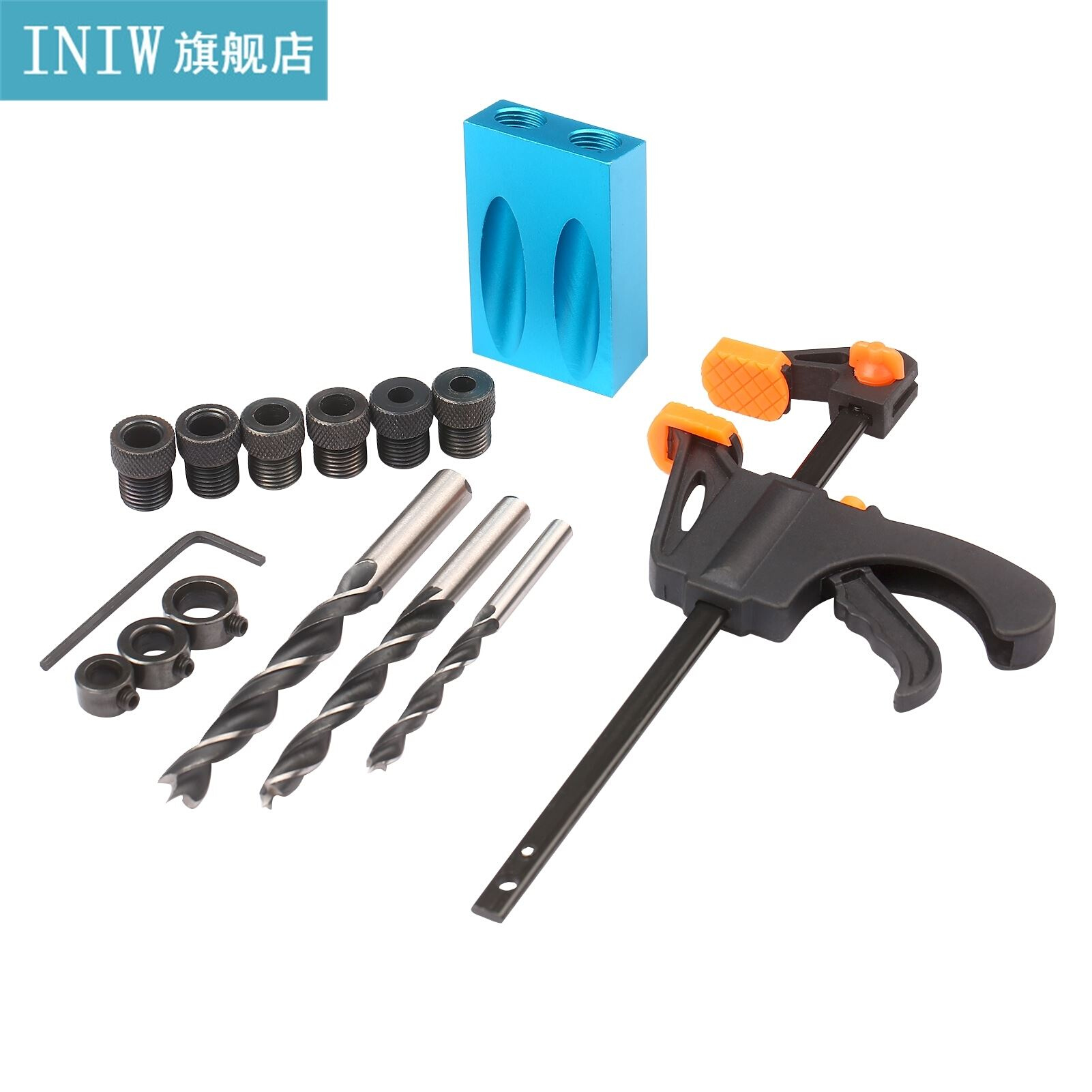 15pcs Pocket Hole Jig Kit 8mm 10mm Degree Angle Drill Guide