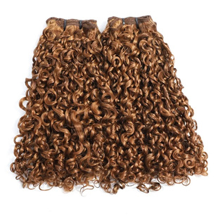 Double Drawn Pixie Curl Human Hair Bundles #30 Lace Closure
