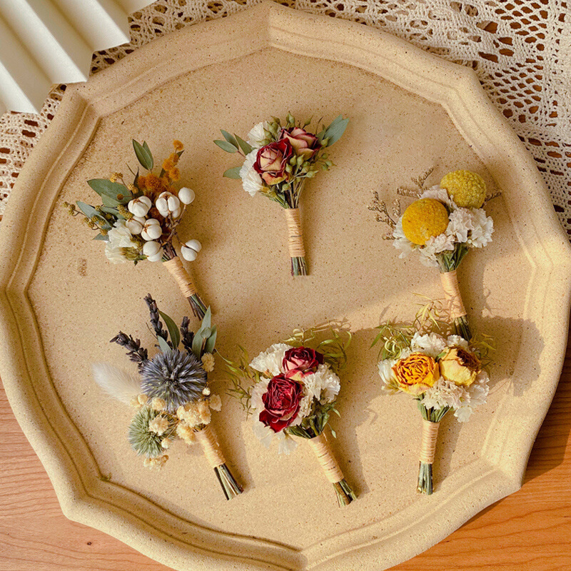 Mini Dried Flower Bouquet for Decoration DIY Wedding Corsage