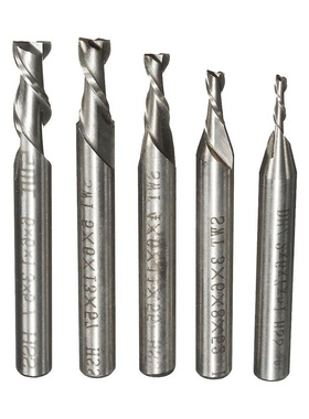 5pcs/Set 2 Flute 2/3/4/5/6mm 6mm Shank Milling Cutter HSS En