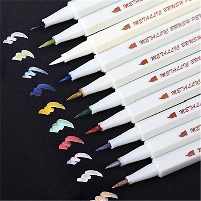10 Colors Metallic Marker Pen STA Metallic Colored Ink Pen D
